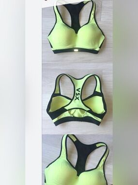 Victoria's Secret Neon Yellow and Black Racerback Sports Bra Size 36C